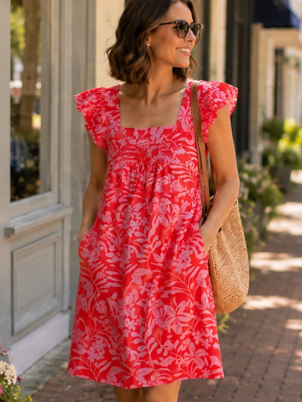 Mersea Voyager Dress |  Floral Print | Flutter Sleeves | Pockets | S